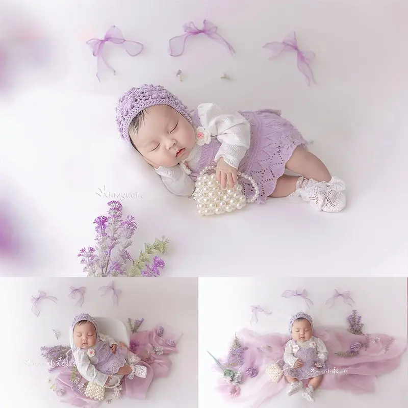 Girl Purple Floral Theme Set - Newborn Photography Props - Image 4
